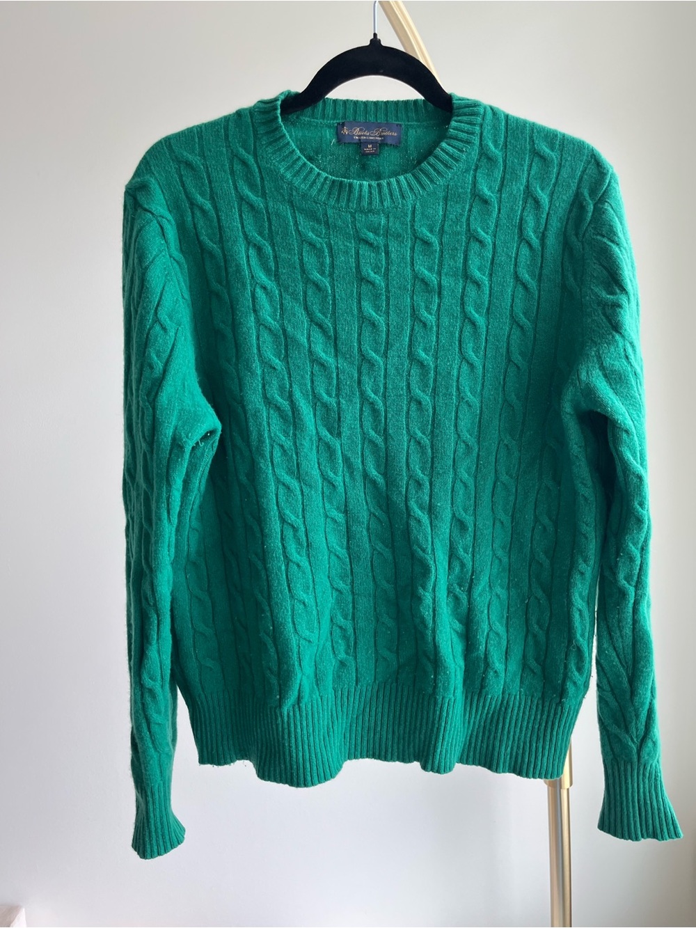 Lauren Ralph Lauren Green Cable Knit Crewneck Sweater 100% Wool